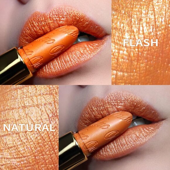 🆕Metallic Orange Lipstick Lightweight Soft Hydrating Vegan Full-Coverage Color - Picture 5 of 9